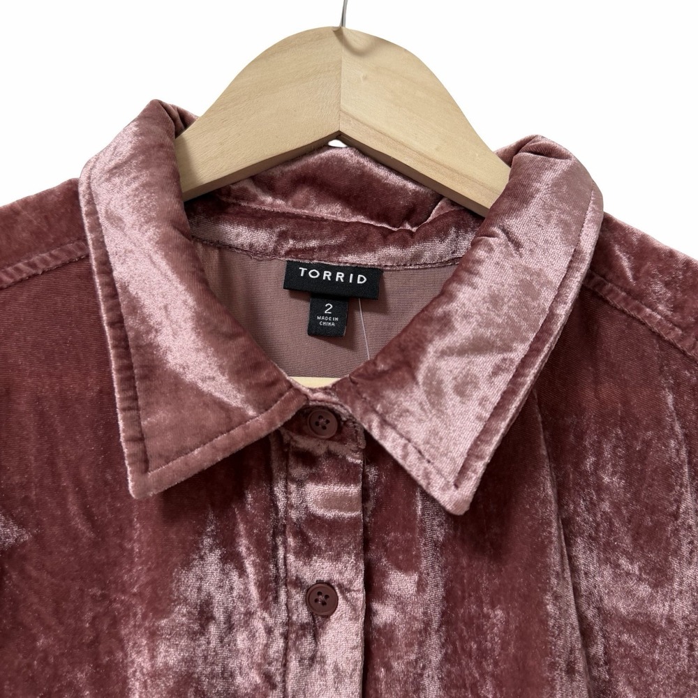 Torrid Lizzie Velvet Button Up Tunic Shirt Size 2X Wild Ginger Whimsigoth Fairy - Picture 5 of 7